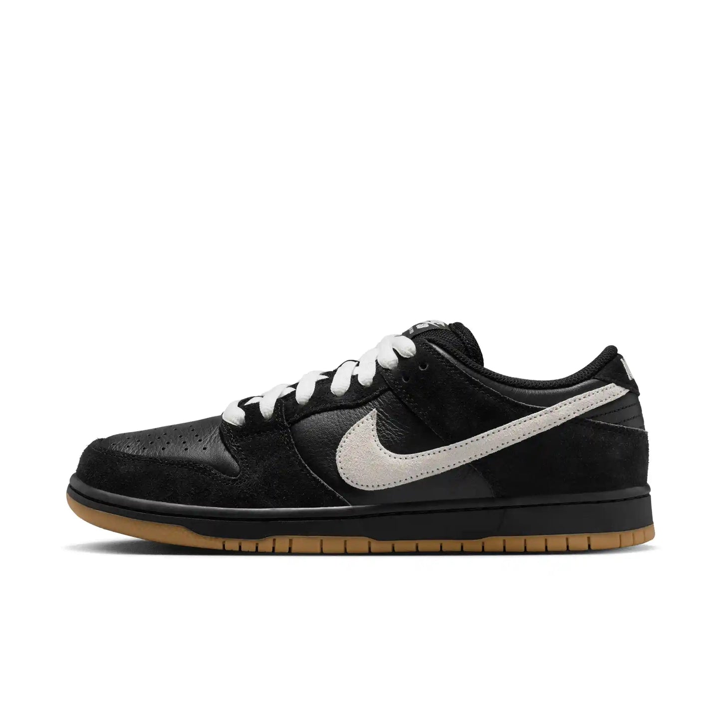 Nike SB Dunk Low Pro, black/white - black - gum light brown - Tiki Room Skateboards - 8