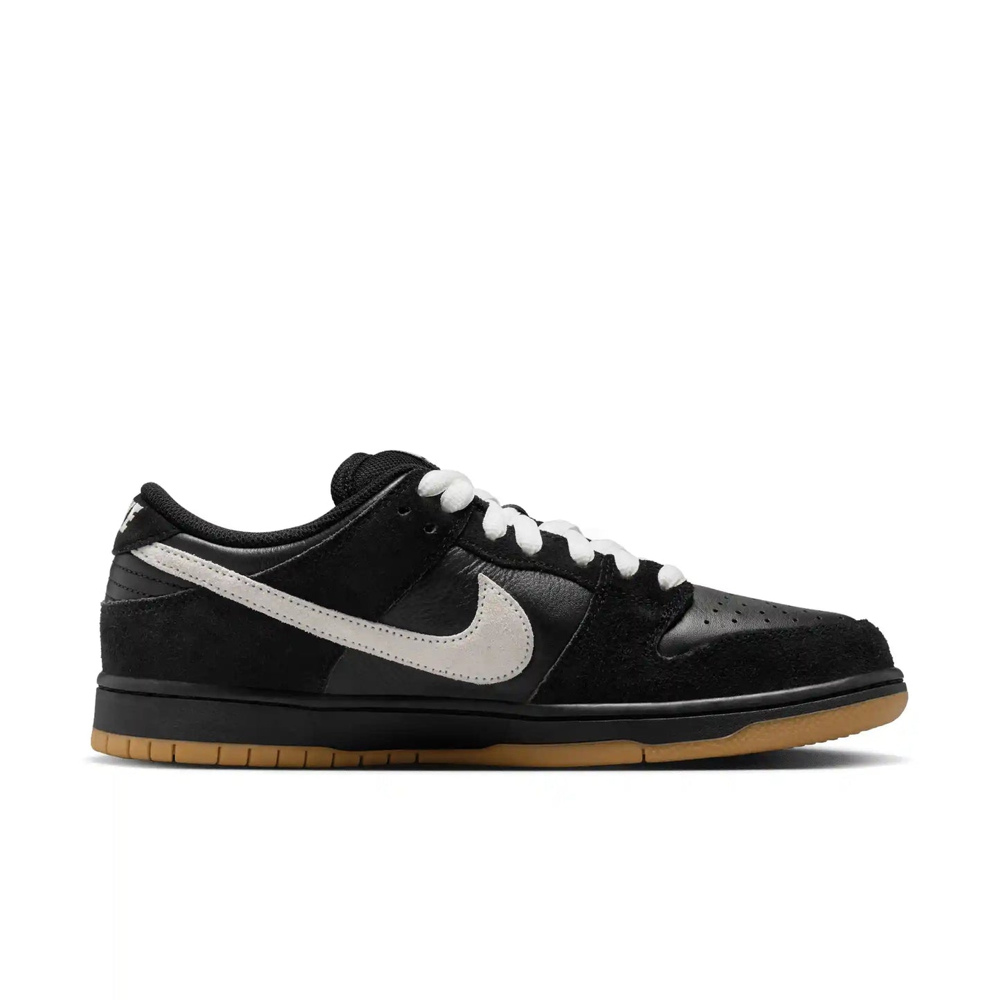 Nike SB Dunk Low Pro, black/white - black - gum light brown - Tiki Room Skateboards - 10