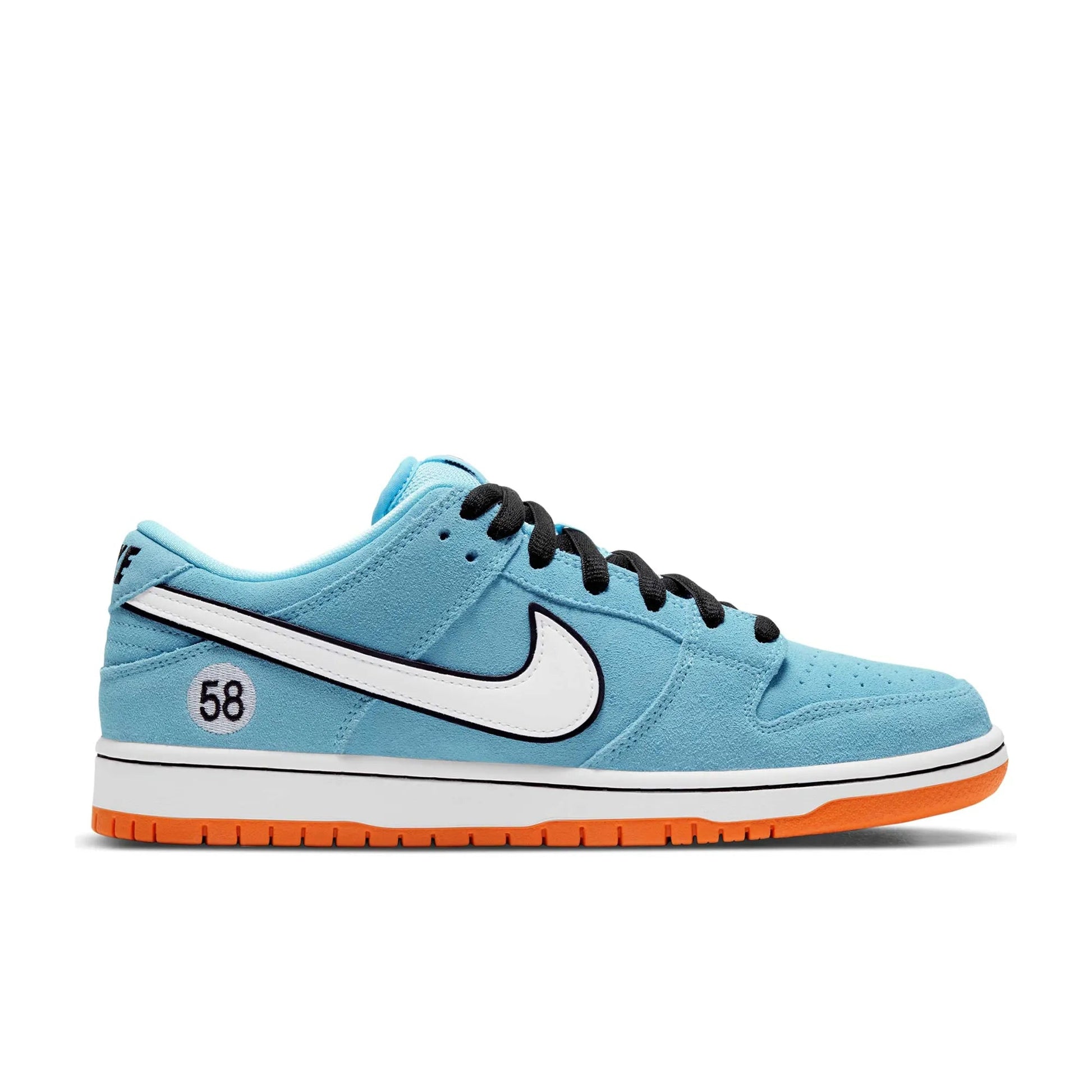 Nike SB Dunk Low Pro, blue chill/white - safety orange - black - Tiki Room Skateboards - 1