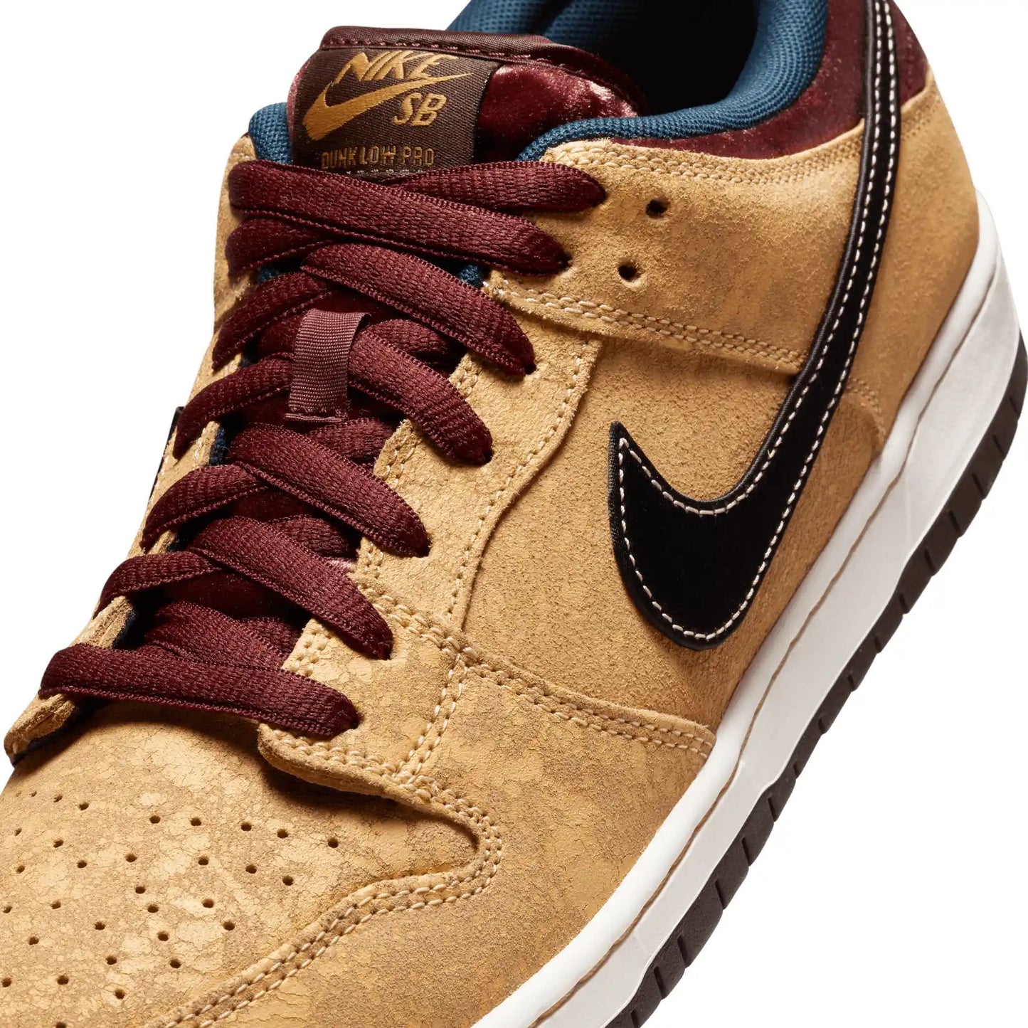 Nike SB Dunk Low Pro, celestial gold/black - dark team red - Tiki Room Skateboards - 3