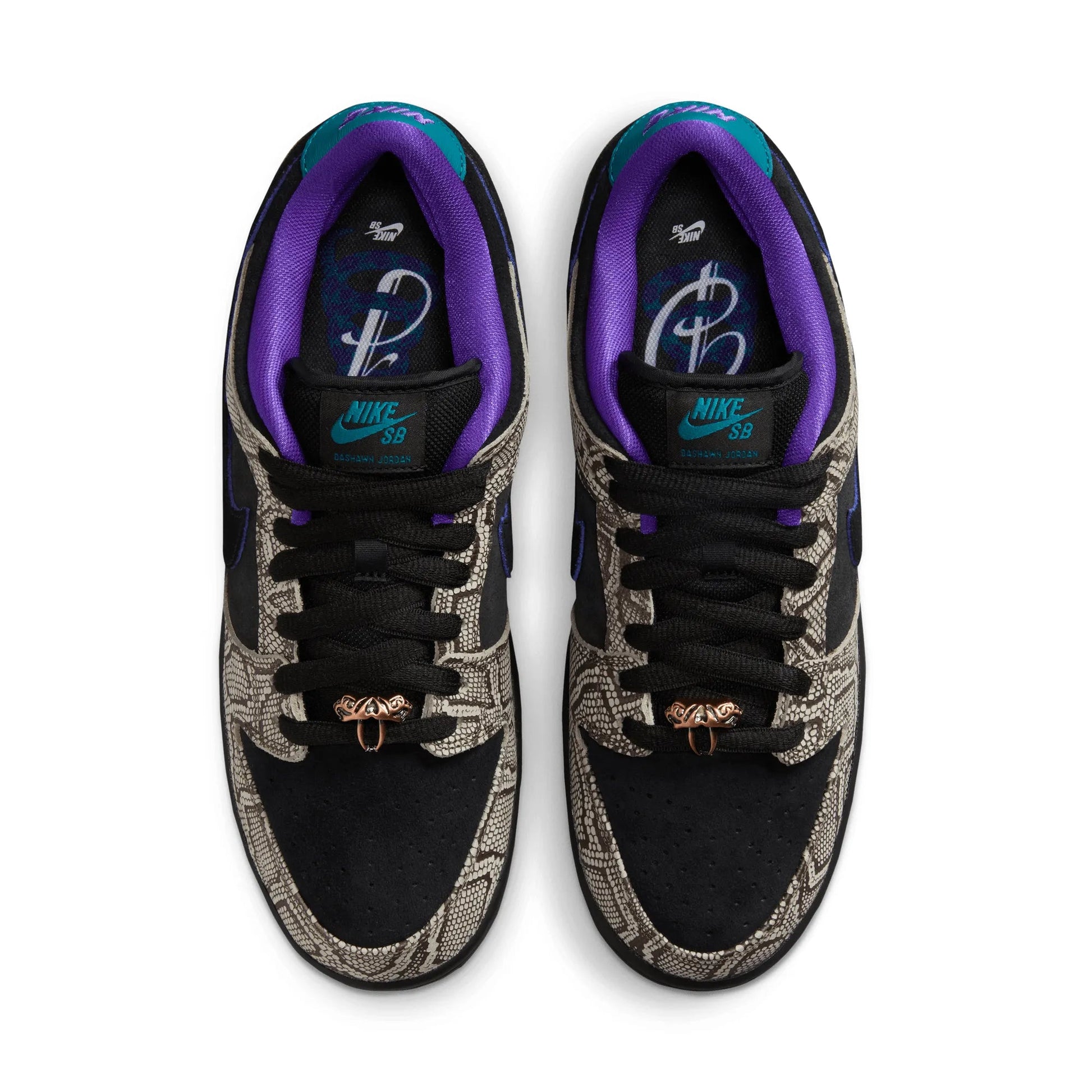 Nike SB Dunk Low Pro Dashawn Jordan, string/black - bright spruce - fierce purple - Tiki Room Skateboards - 7