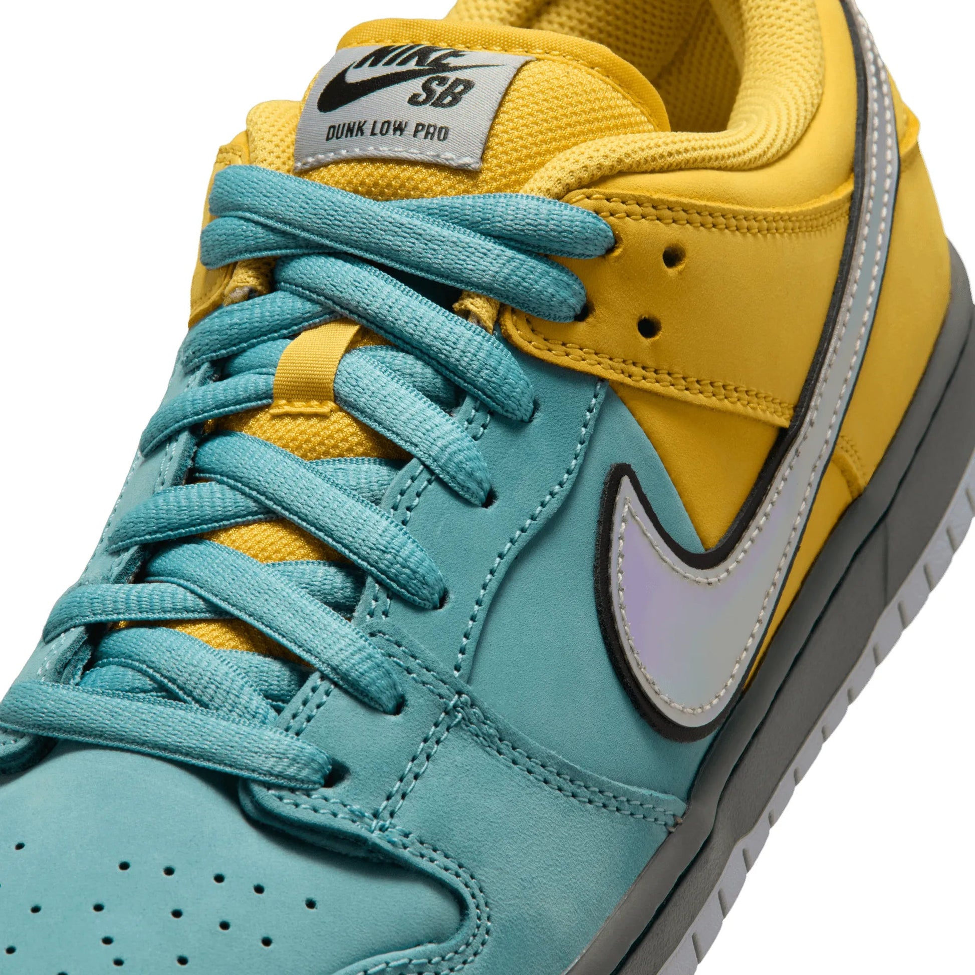 Nike SB Dunk Low Pro, lightening/wolf grey - denim turq - Tiki Room Skateboards - 3