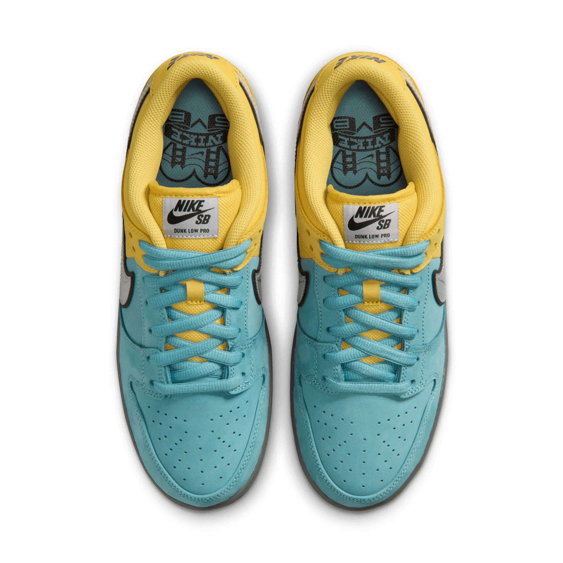 Nike SB Dunk Low Pro, lightening/wolf grey - denim turq - Tiki Room Skateboards - 7