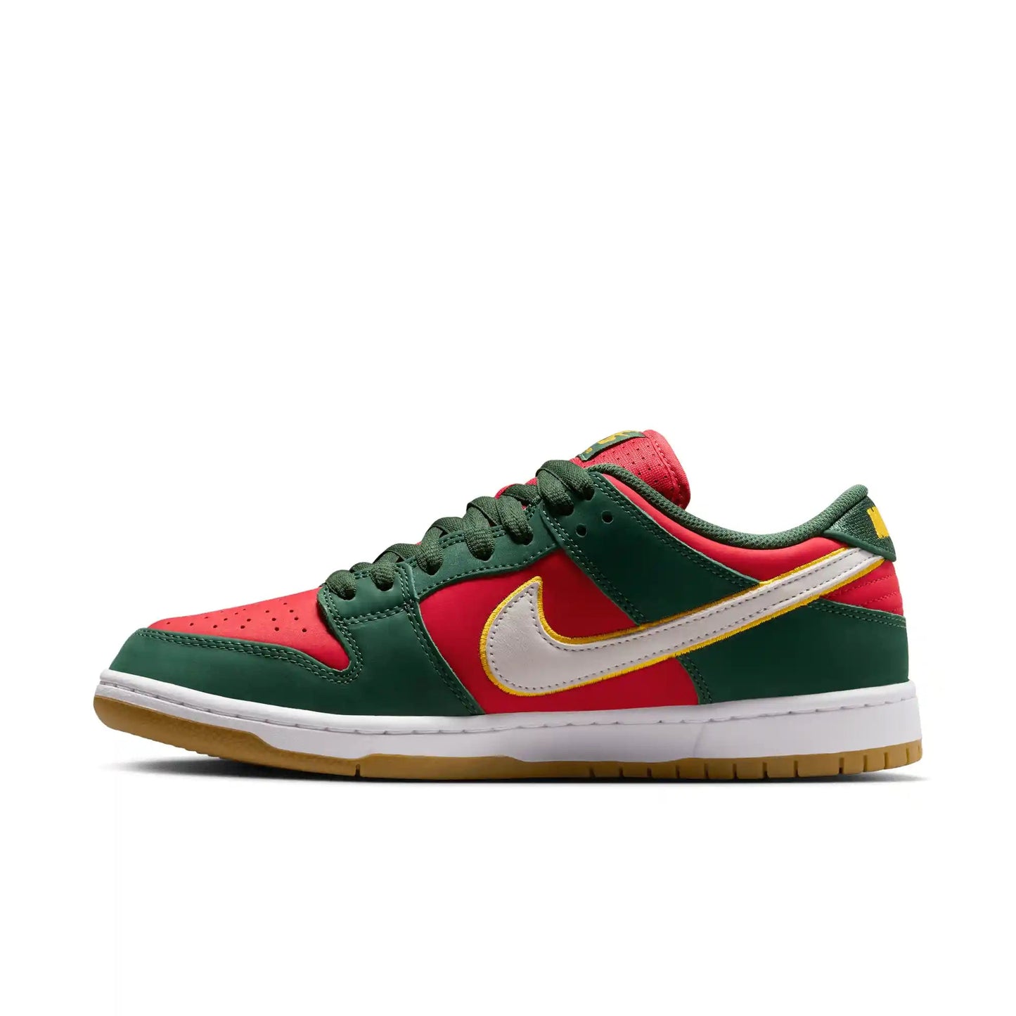 Nike SB Dunk Low Pro Premium, fir/white - university gold - fire red - Tiki Room Skateboards - 10