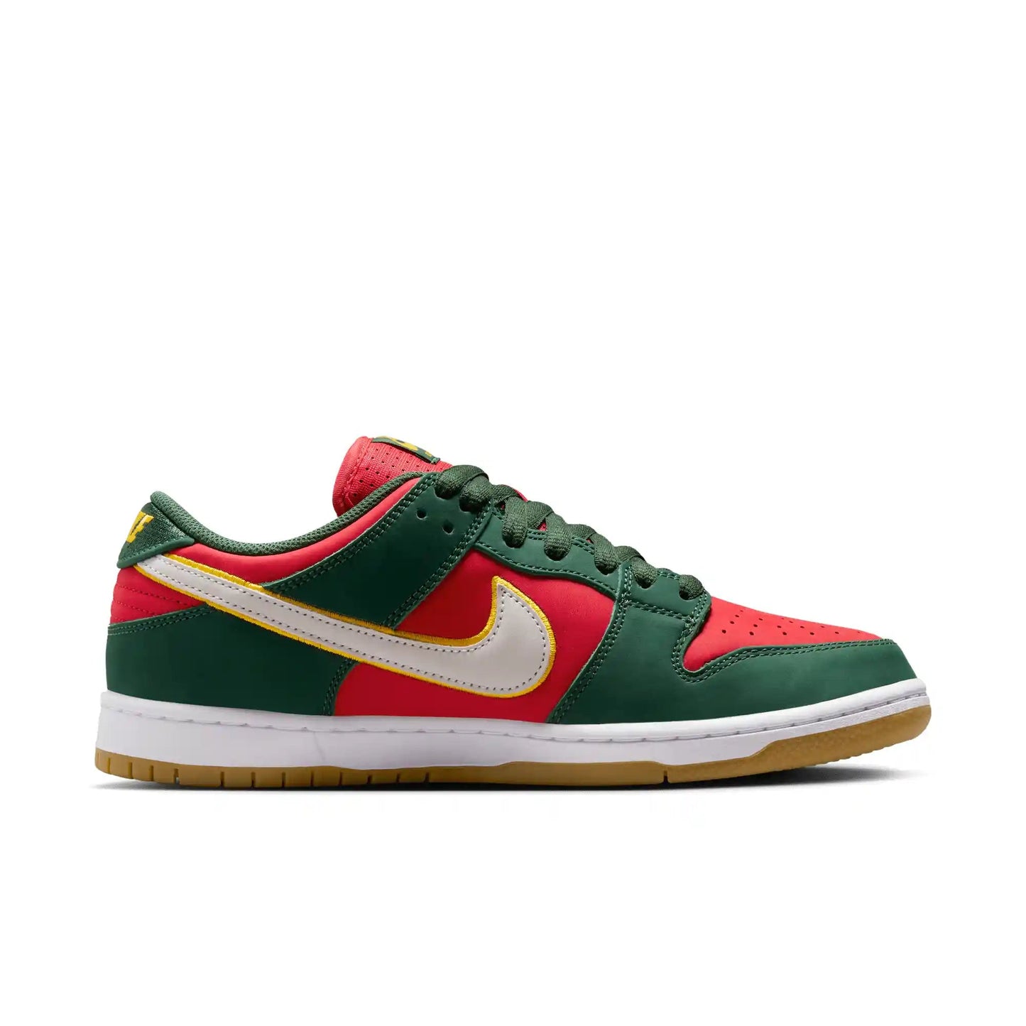 Nike SB Dunk Low Pro Premium, fir/white - university gold - fire red - Tiki Room Skateboards - 11