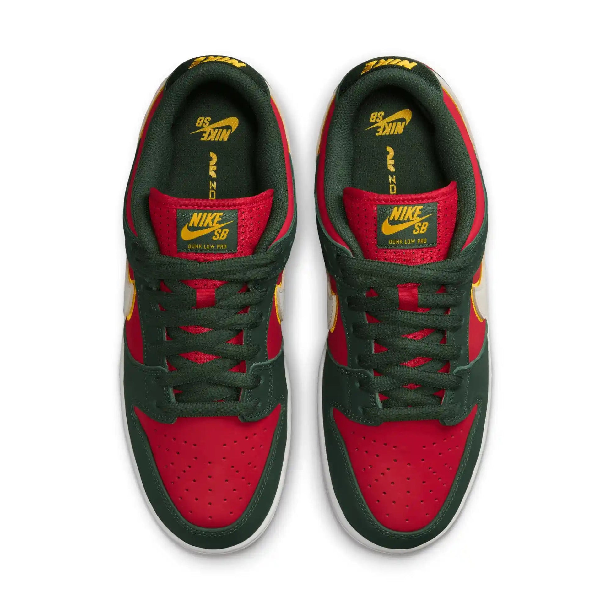 Nike SB Dunk Low Pro Premium, fir/white - university gold - fire red - Tiki Room Skateboards - 7