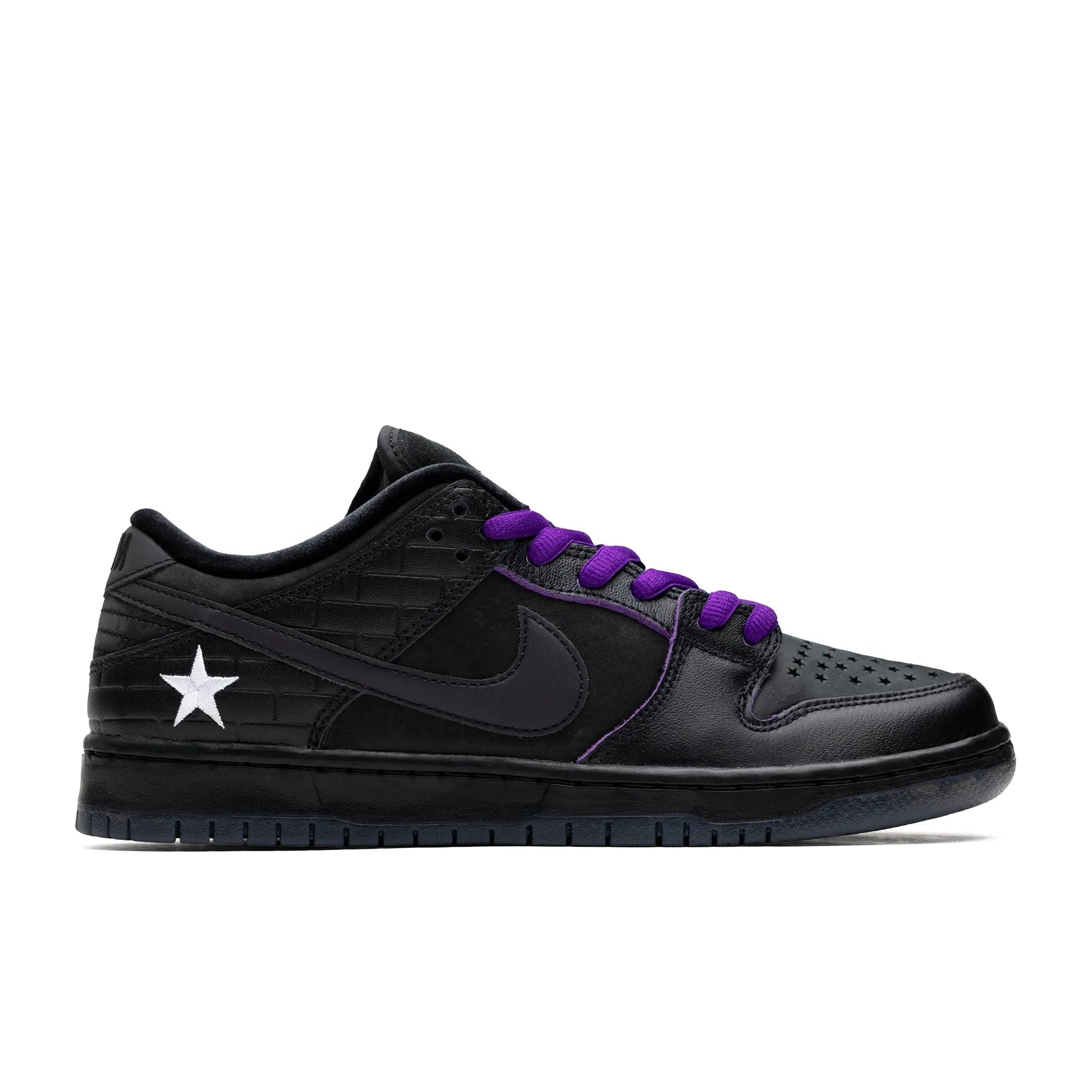 Nike SB Dunk Low Pro QS, black/voltage purple - white - Tiki Room Skateboards - 1