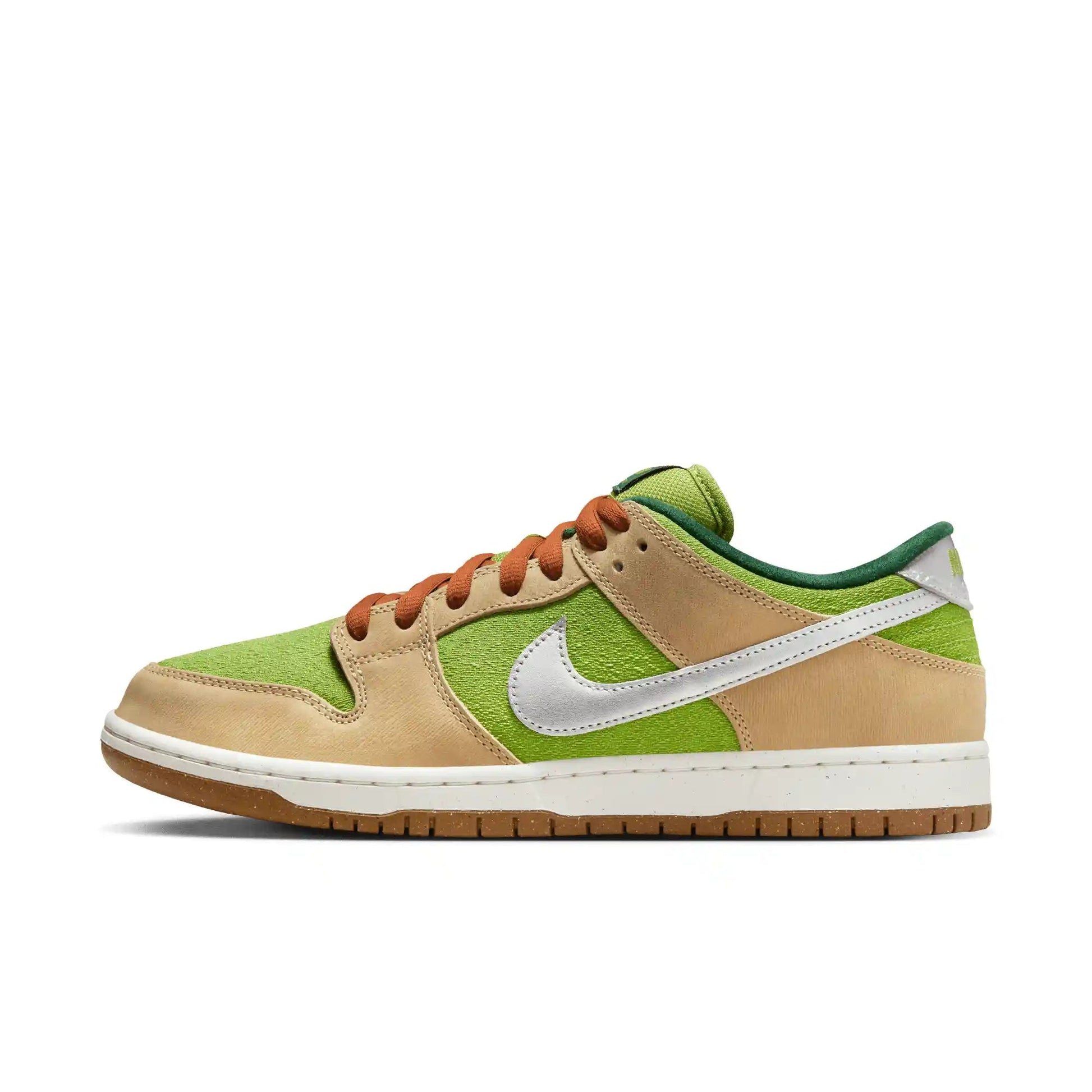 Nike SB Dunk Low Pro, sesame/metallic silver - pear - fir - Tiki Room Skateboards - 8