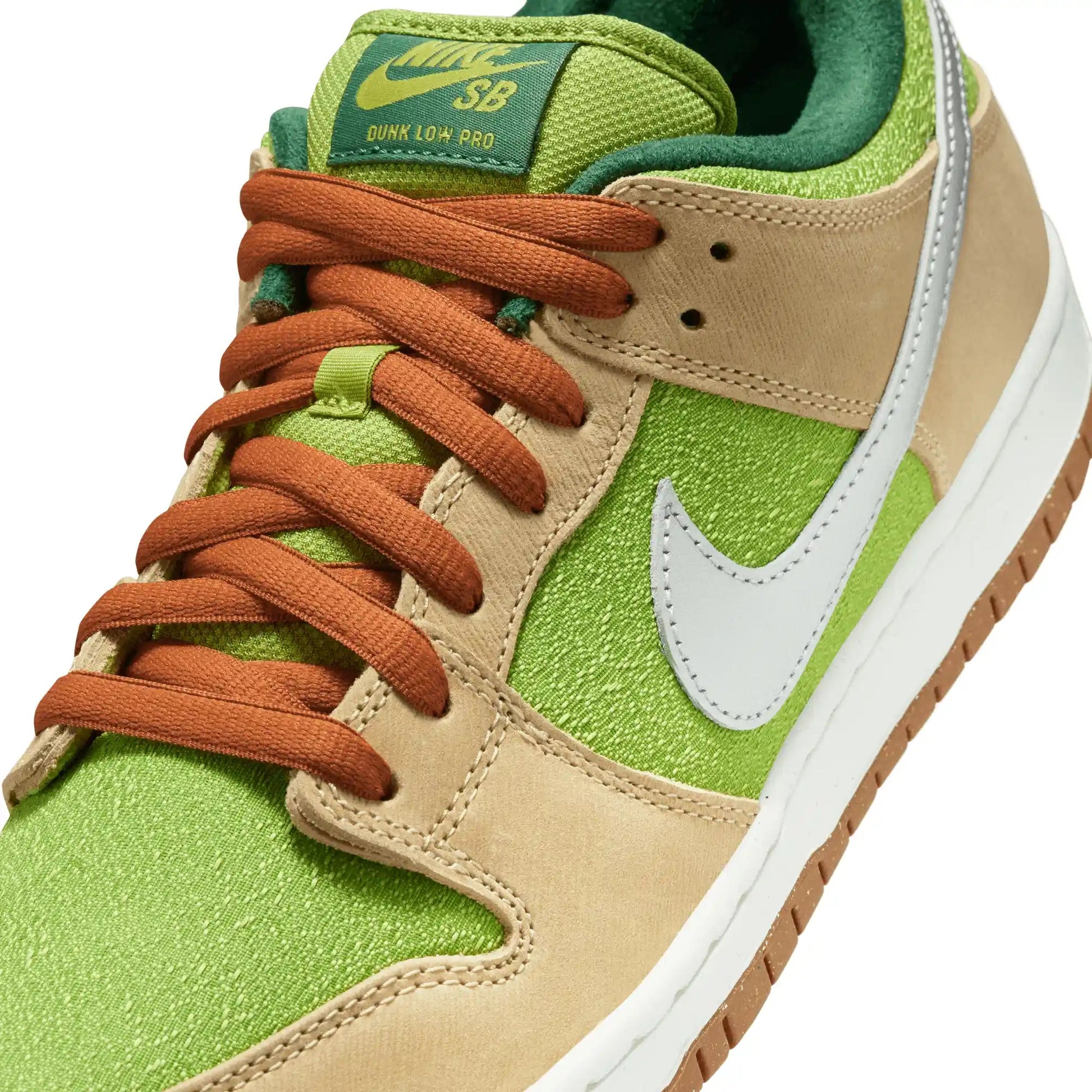 Nike SB Dunk Low Pro, sesame/metallic silver - pear - fir - Tiki Room Skateboards - 3