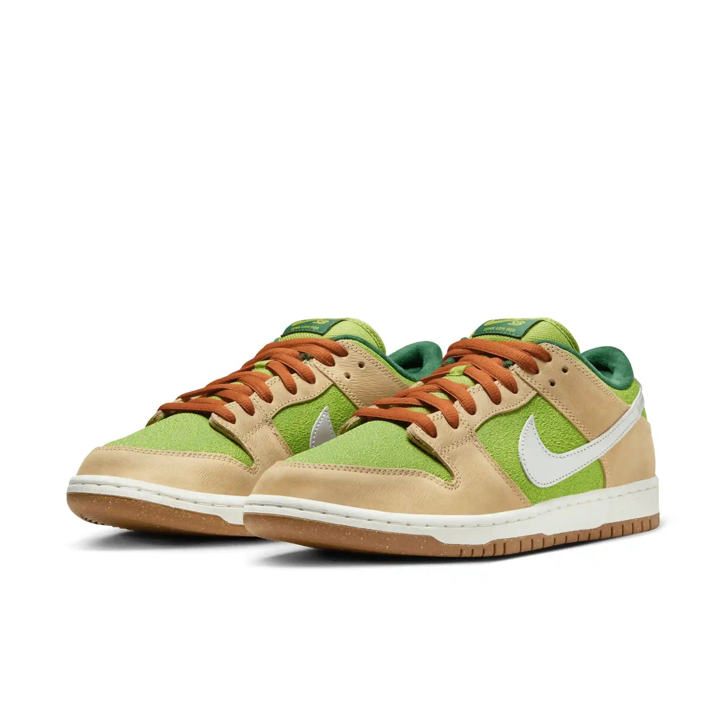 Nike SB Dunk Low Pro, sesame/metallic silver - pear - fir - Tiki Room Skateboards - 2