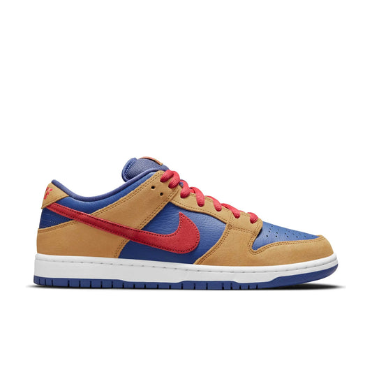 Nike SB Dunk Low Pro, wheat/lt fusion red - dk purple dust - white - Tiki Room Skateboards - 1