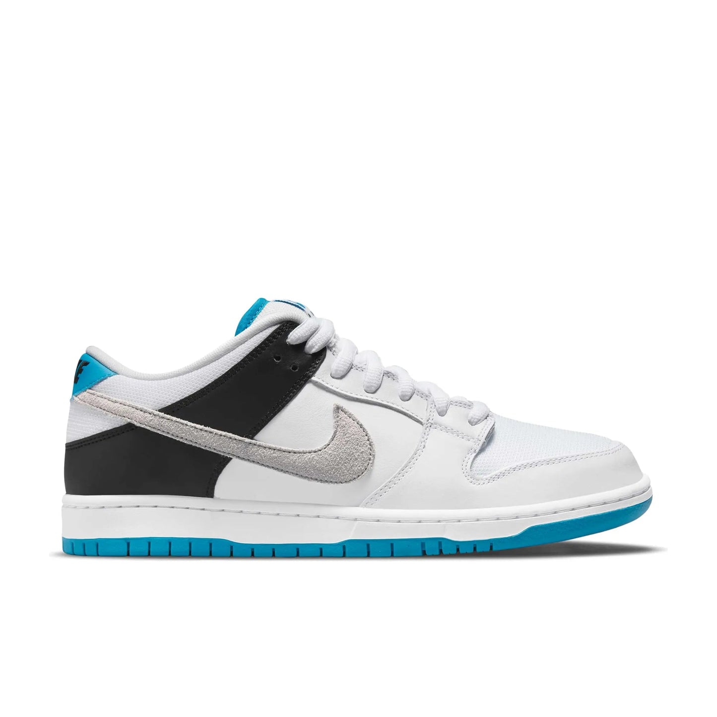 Nike SB Dunk Low Pro, white/neutral grey - black - laser blue - Tiki Room Skateboards - 1