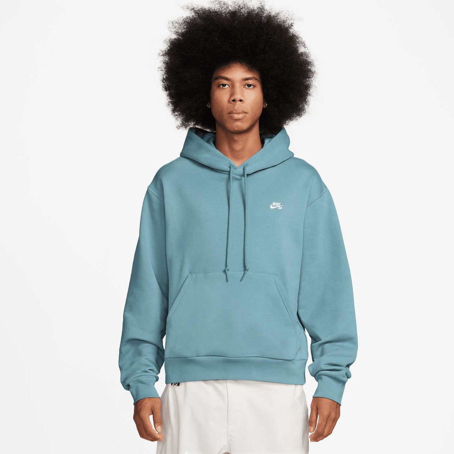 Nike SB Embroidered Pullover Hoodie, denim turq/white - Tiki Room Skateboards - 1