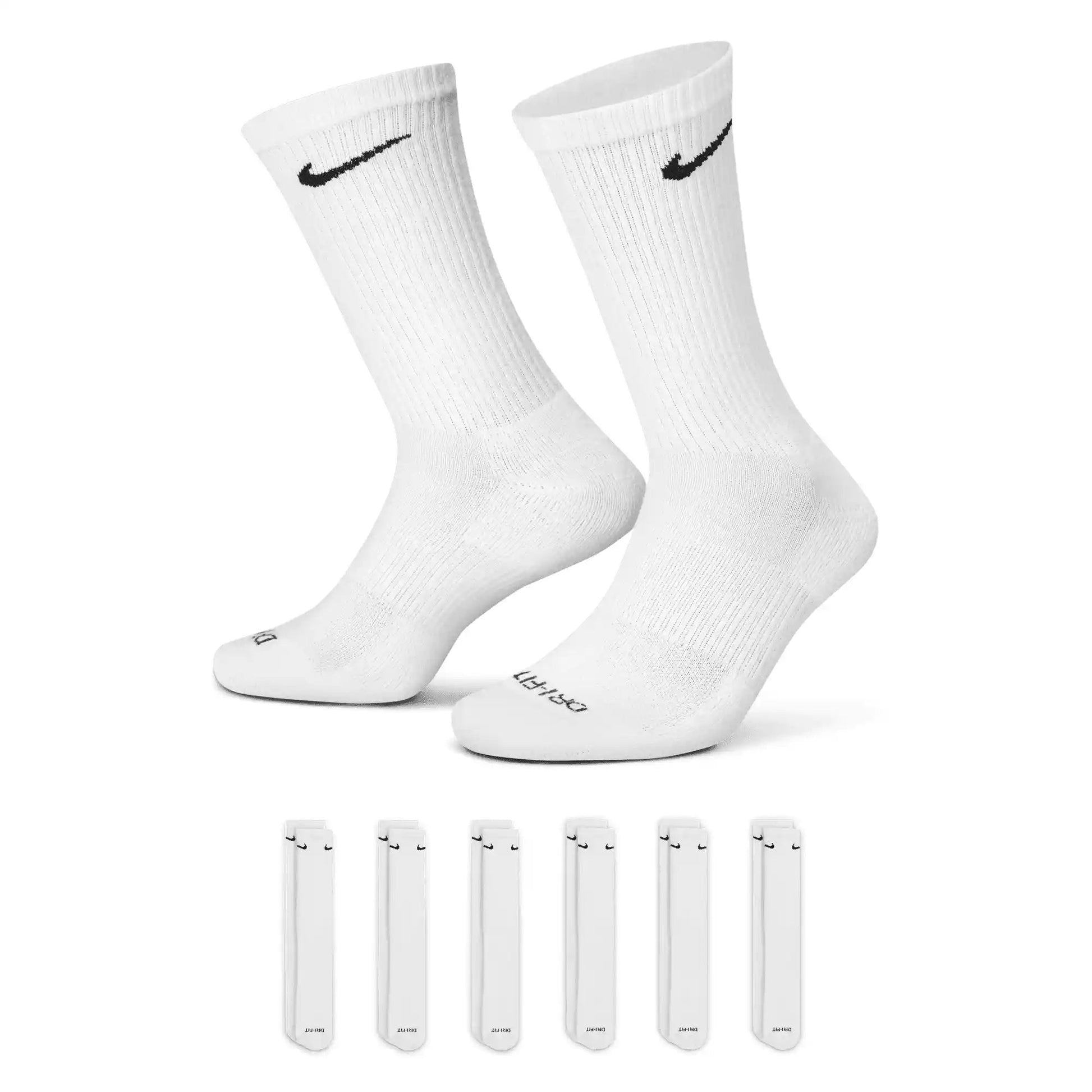 Nike SB Everyday Plus Crew Sock (6 - Pair), white/black - Tiki Room Skateboards - 1