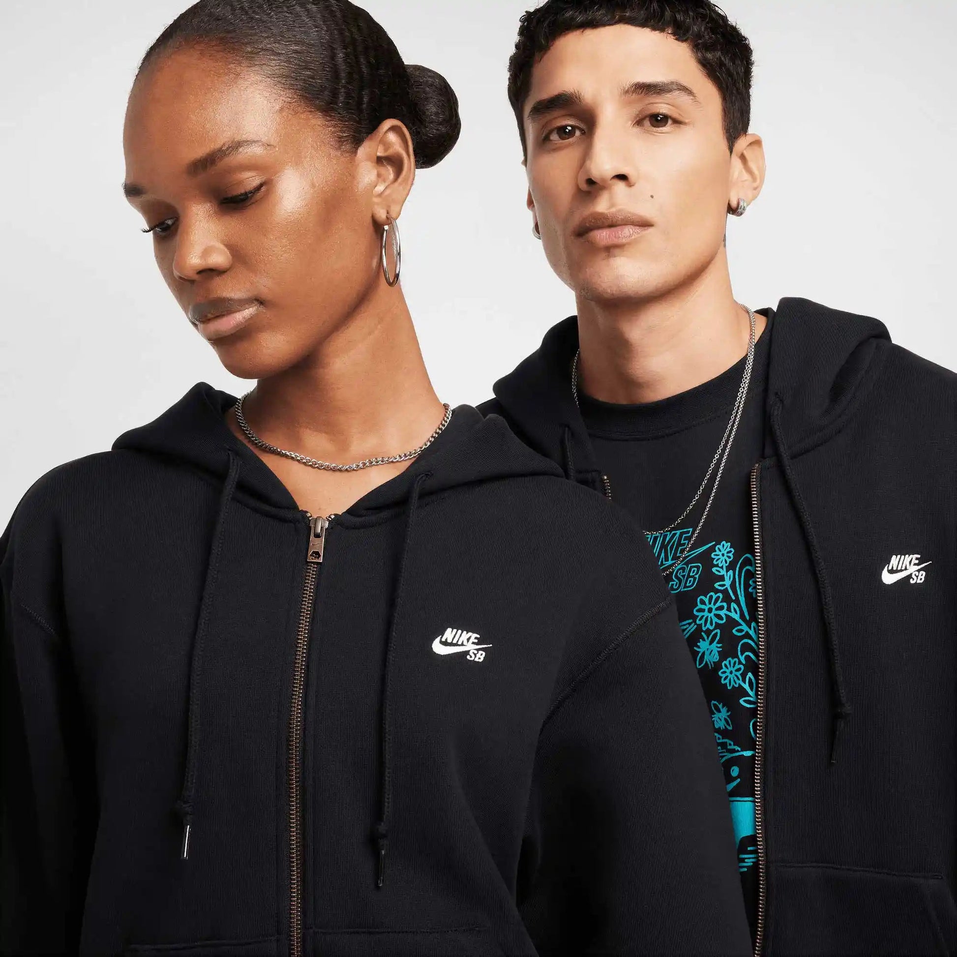 Nike SB Full - Zip Fleece Skate Hoodie, black/white - Tiki Room Skateboards - 2