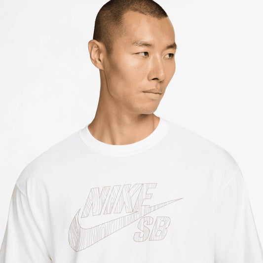 Nike SB Skate T-Shirt, white/neutral olive - Tiki Room Skateboards - 1