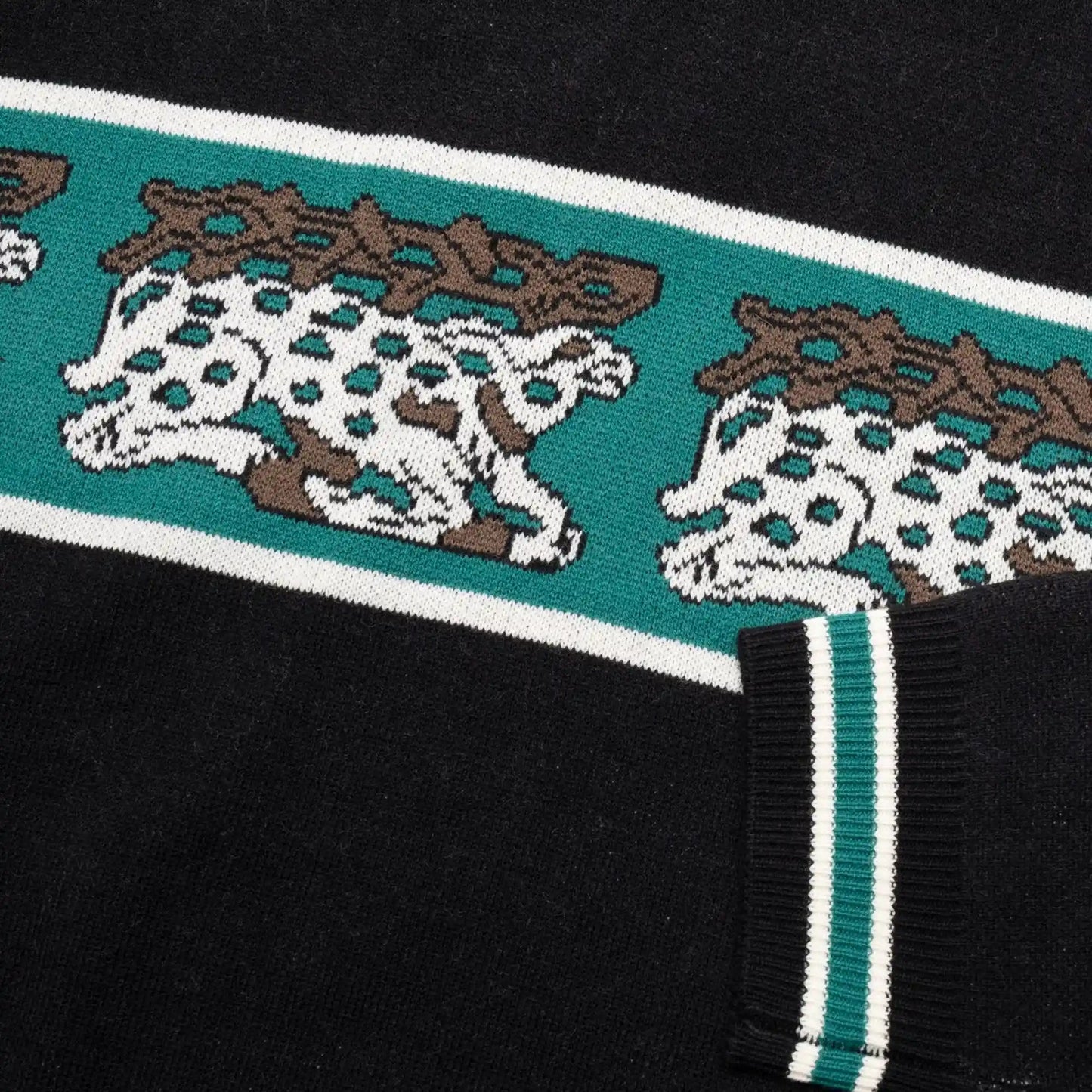 Passport Antler Knit Sweater, black/teal - Tiki Room Skateboards - 2