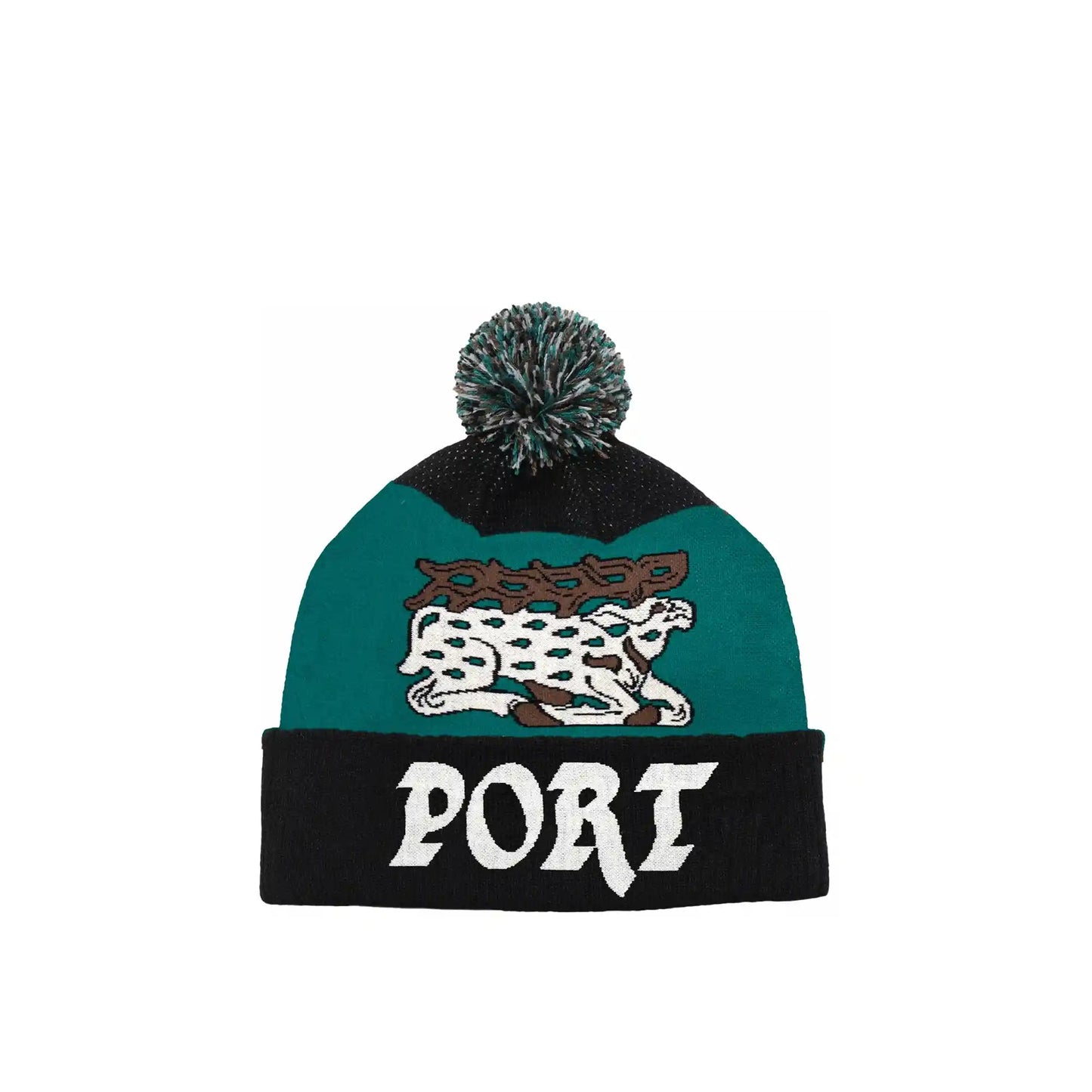 Passport Antler Pom Beanie, black/teal - Tiki Room Skateboards - 2