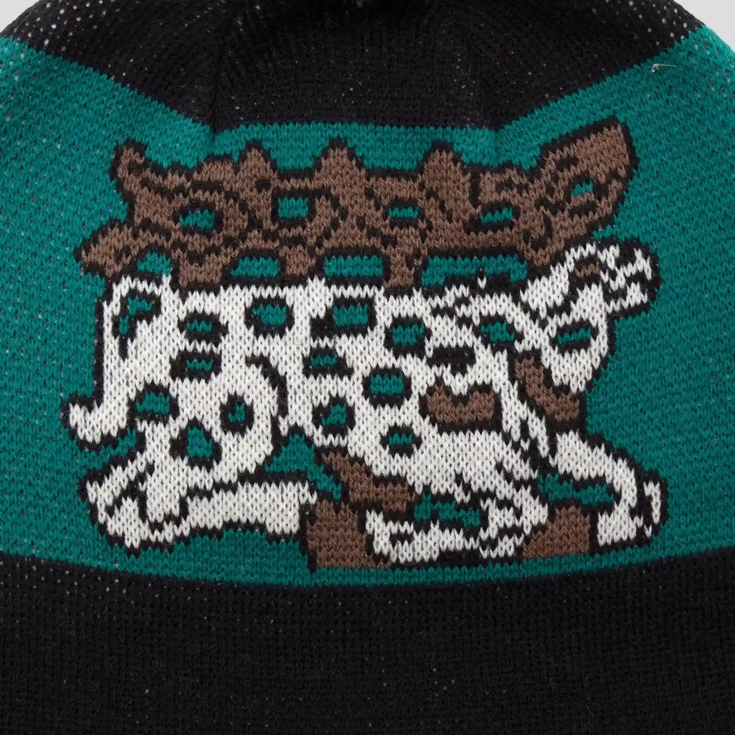 Passport Antler Pom Beanie, black/teal - Tiki Room Skateboards - 3