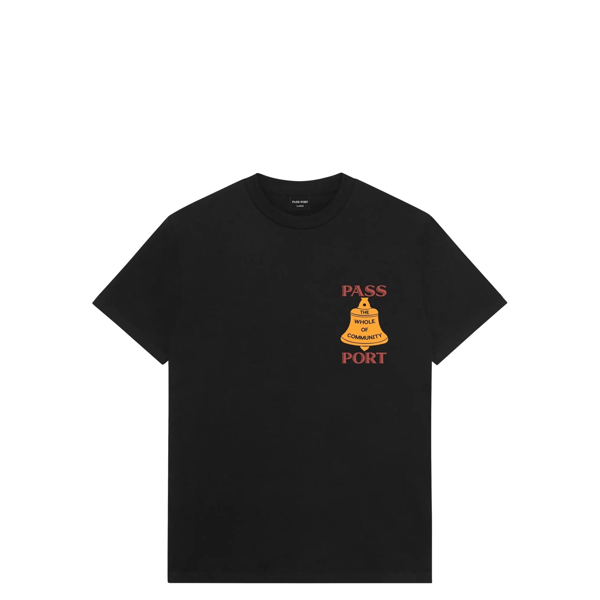 Passport Communal Bell Tee, black - Tiki Room Skateboards - 1