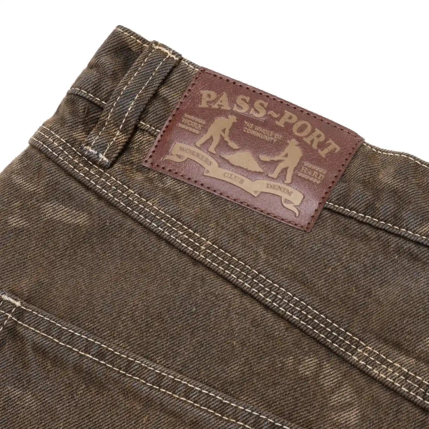 Passport Denim Workers Club Short, laser etched brown - Tiki Room Skateboards - 3