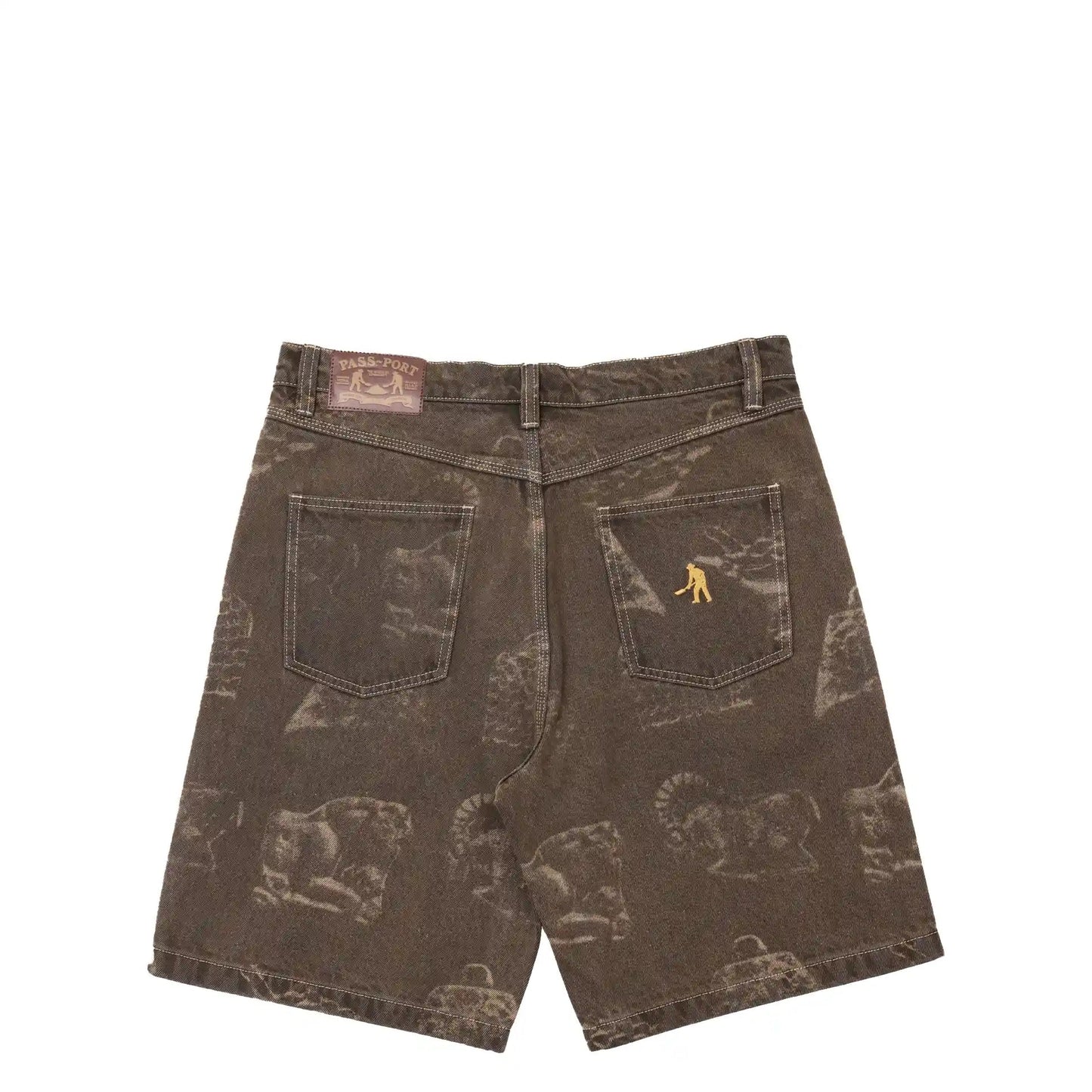 Passport Denim Workers Club Short, laser etched brown - Tiki Room Skateboards - 2