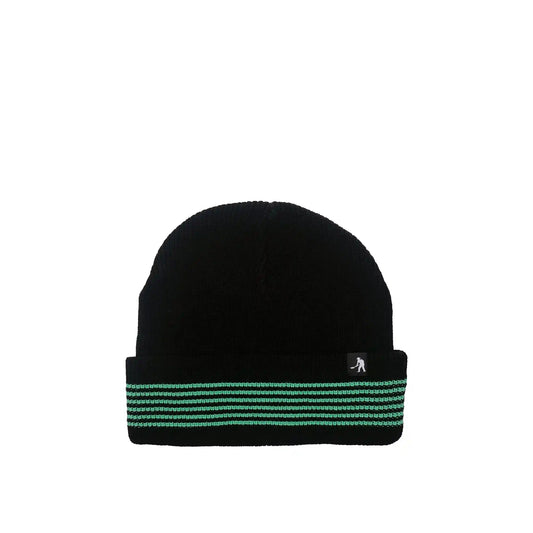 Passport Organic Cotton Stripe Knit Beanie, black/green - Tiki Room Skateboards - 1