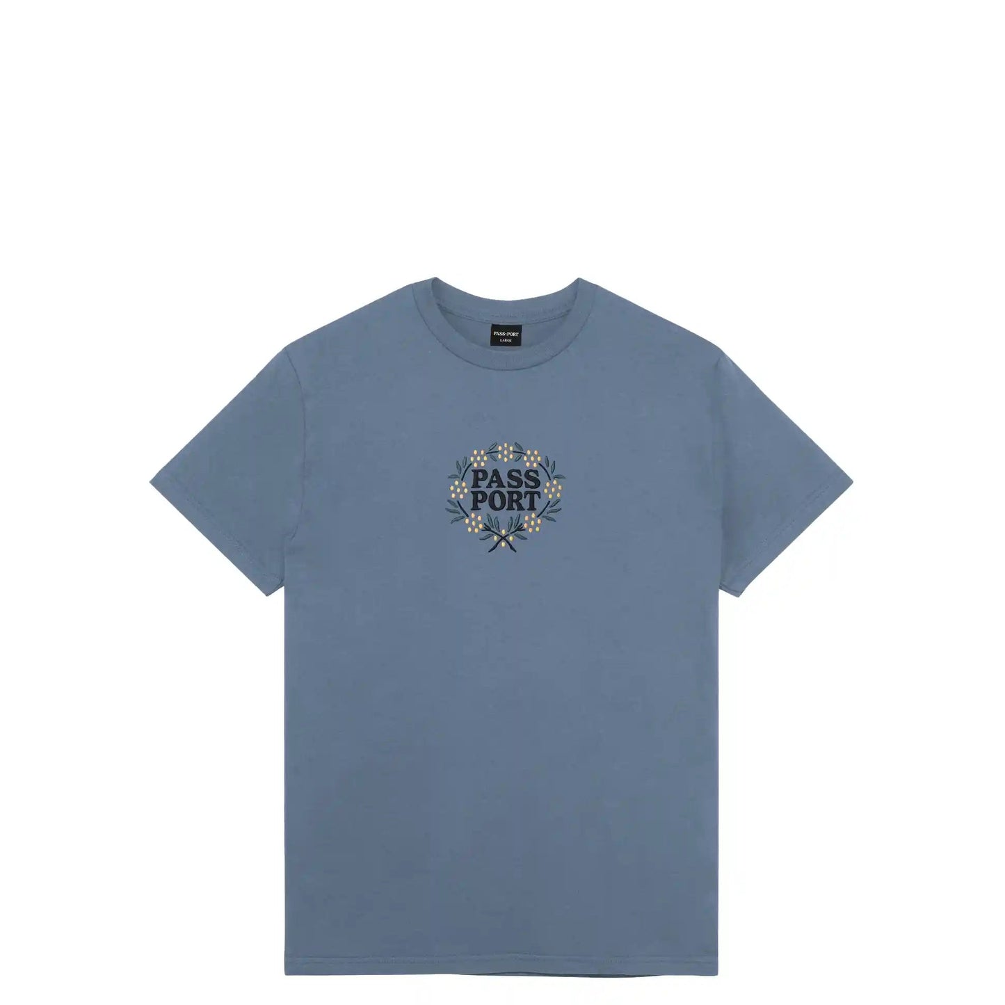 Passport Wattle Tee, stonewash blue - Tiki Room Skateboards - 1