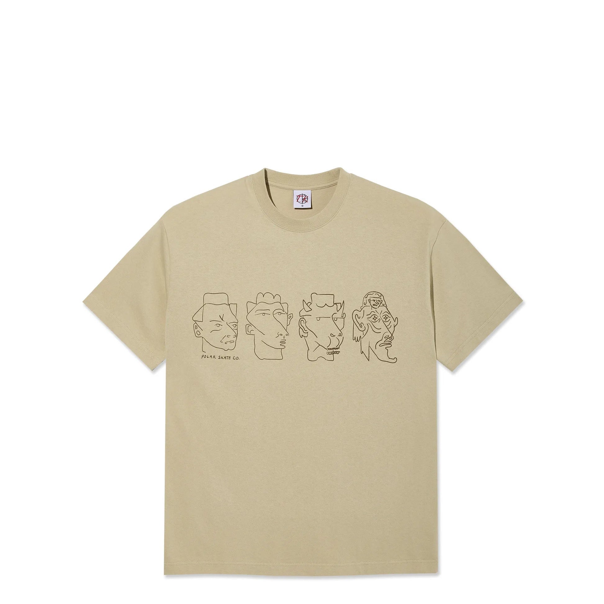 Polar 8 Heads Contrast Tee, sand/brown - Tiki Room Skateboards - 1