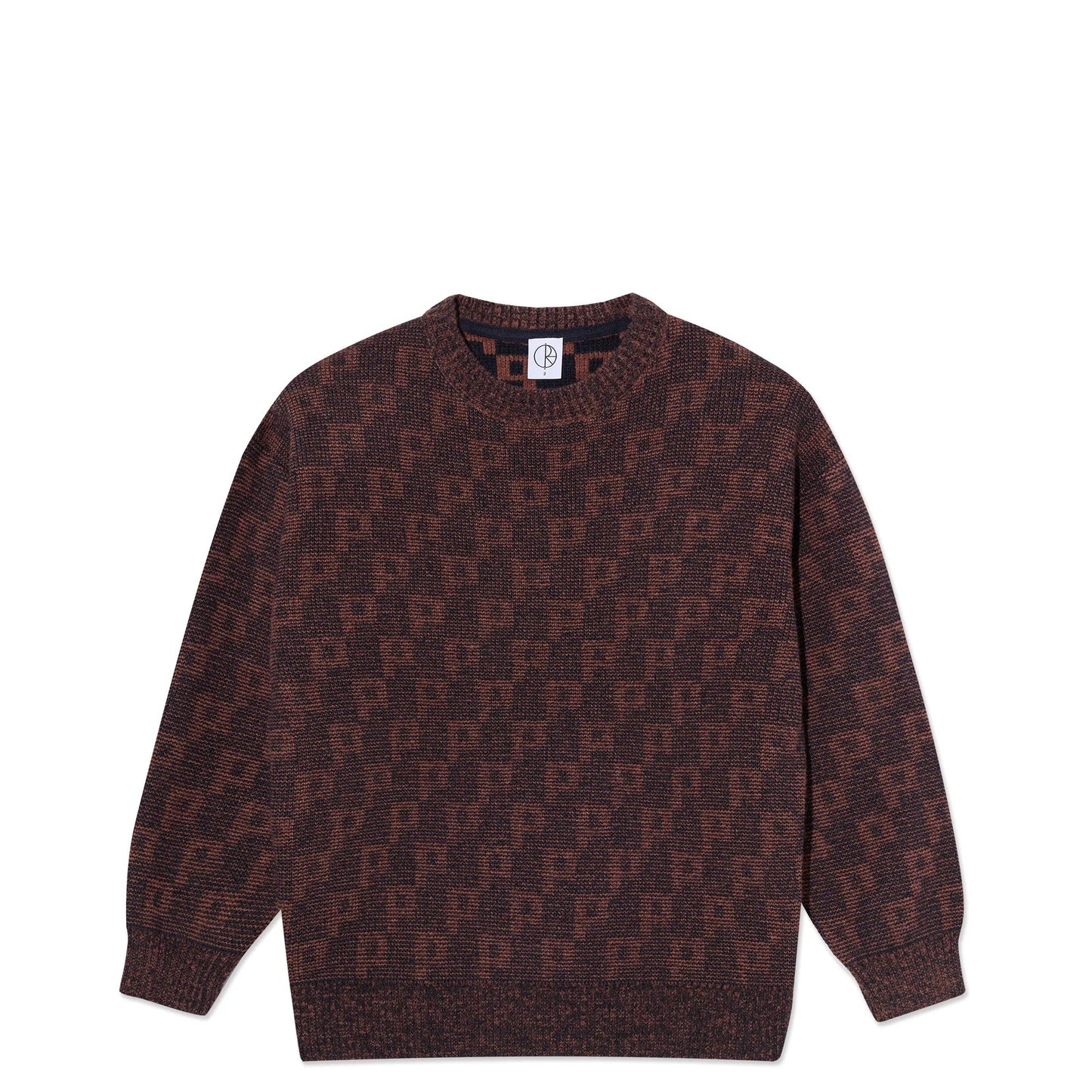 Polar George P Pattern Sweater, navy/orange - Tiki Room Skateboards - 1