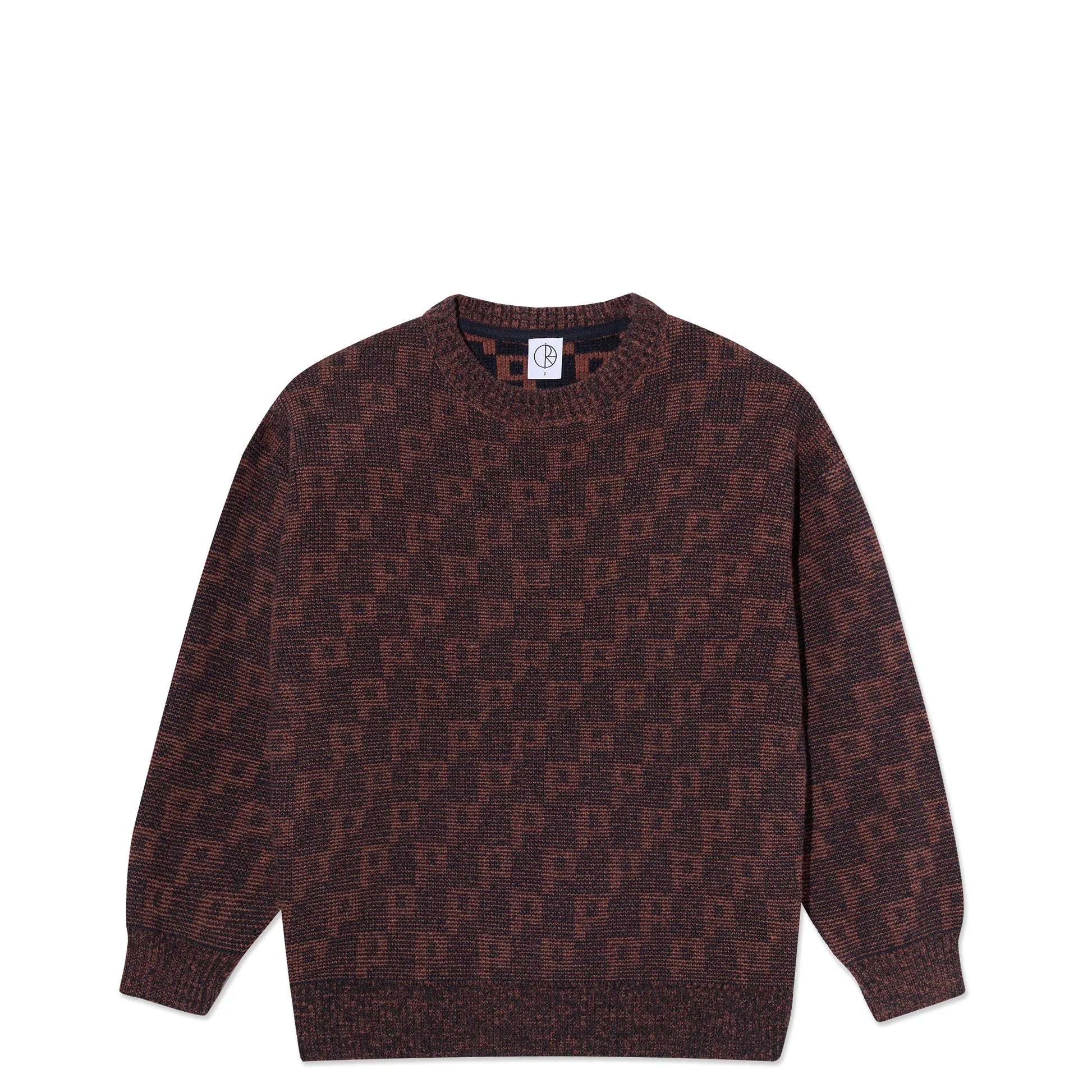 Polar George P Pattern Sweater, navy/orange - Tiki Room Skateboards - 1