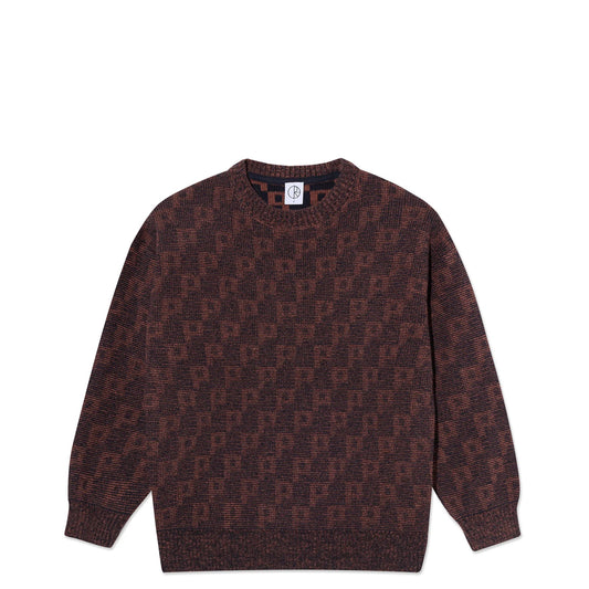 Polar George P Pattern Sweater, navy/orange - Tiki Room Skateboards - 1