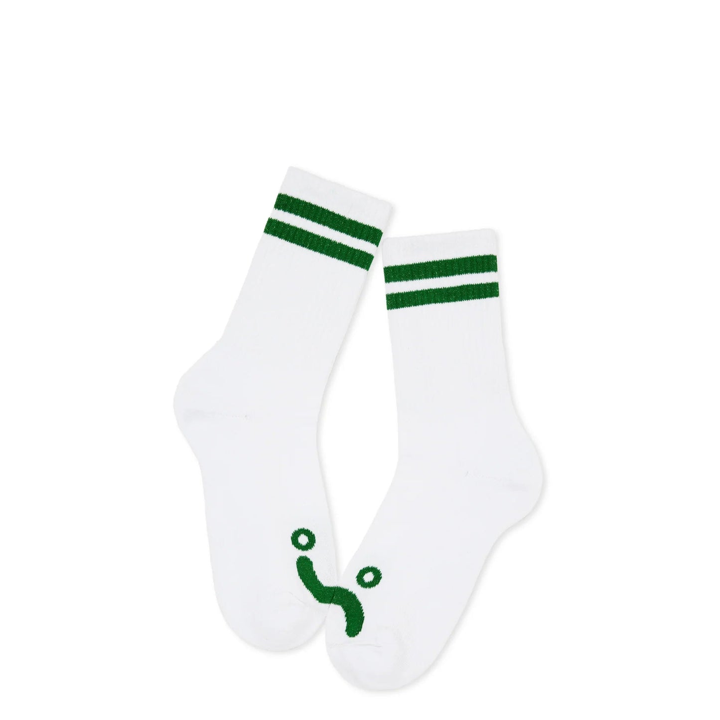Polar Happy Sad Rib Socks, white/green - Tiki Room Skateboards - 1