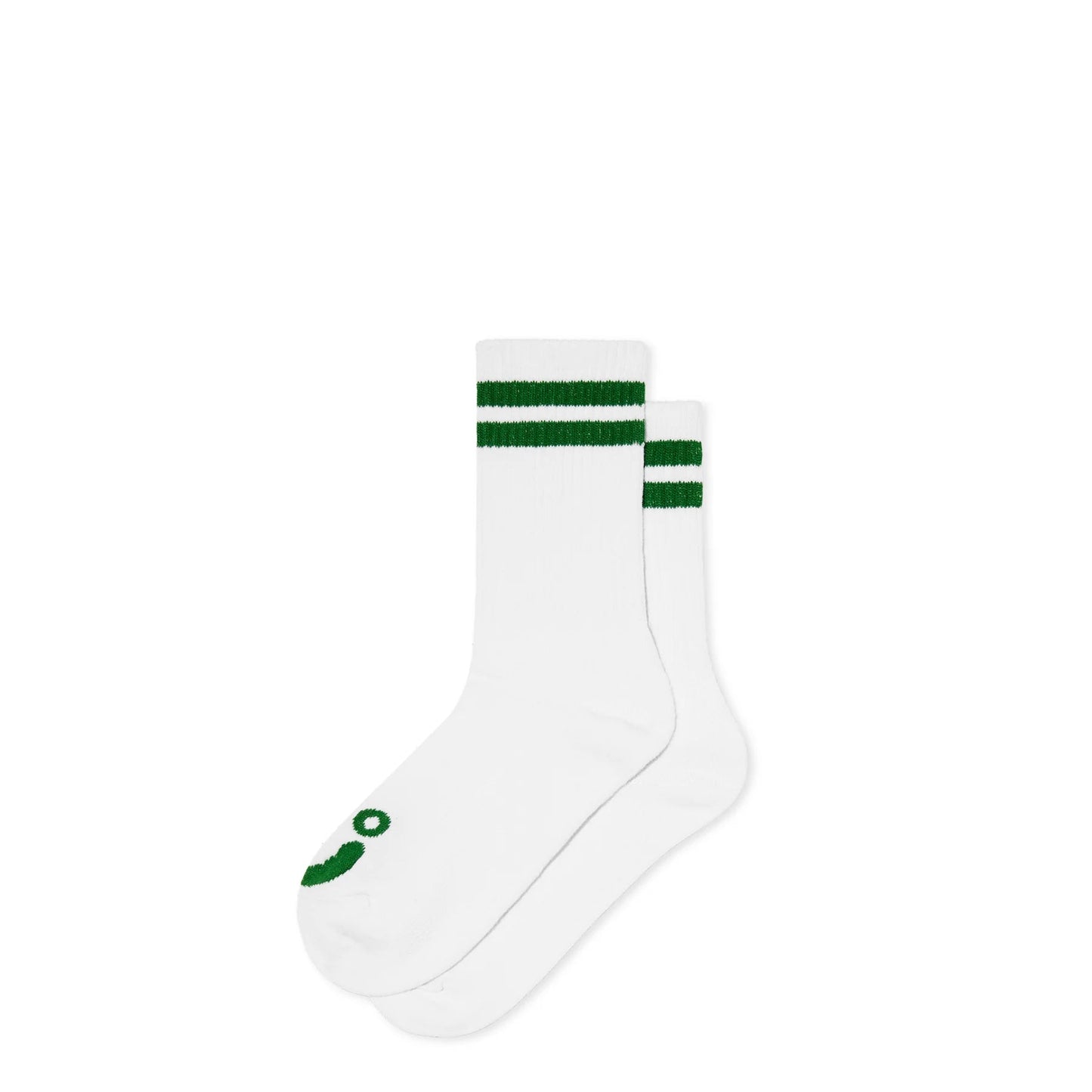 Polar Happy Sad Rib Socks, white/green - Tiki Room Skateboards - 2