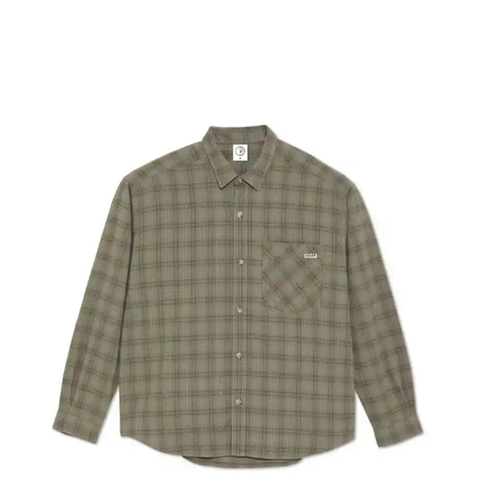 Polar Mitchell Long Sleeve Flannel Shirt, green/beige - Tiki Room Skateboards - 1