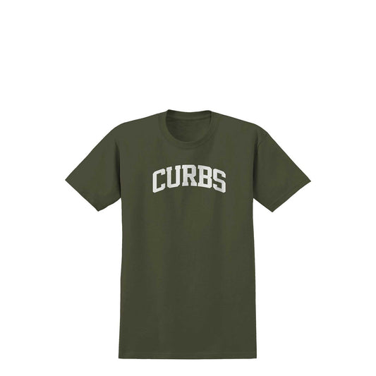 Real Curbs T - Shirt, military green w/ white print - Tiki Room Skateboards - 1