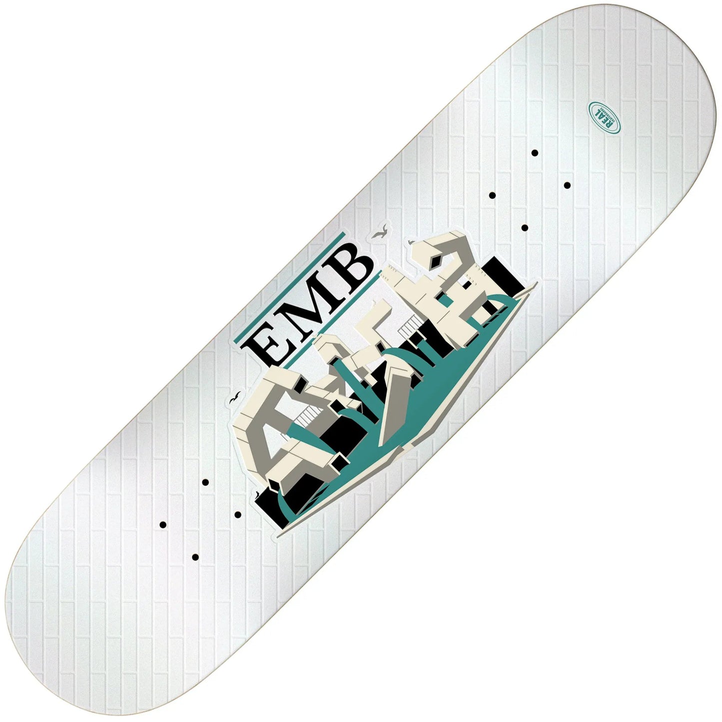 Real Emb Deck (8.25"), white - Tiki Room Skateboards - 1