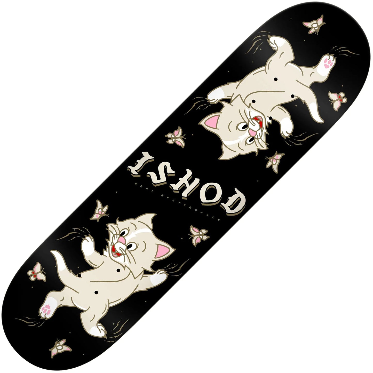 Real Ishod Kitten Scratch Twin Tail Deck (8.5"), black - Tiki Room Skateboards - 1