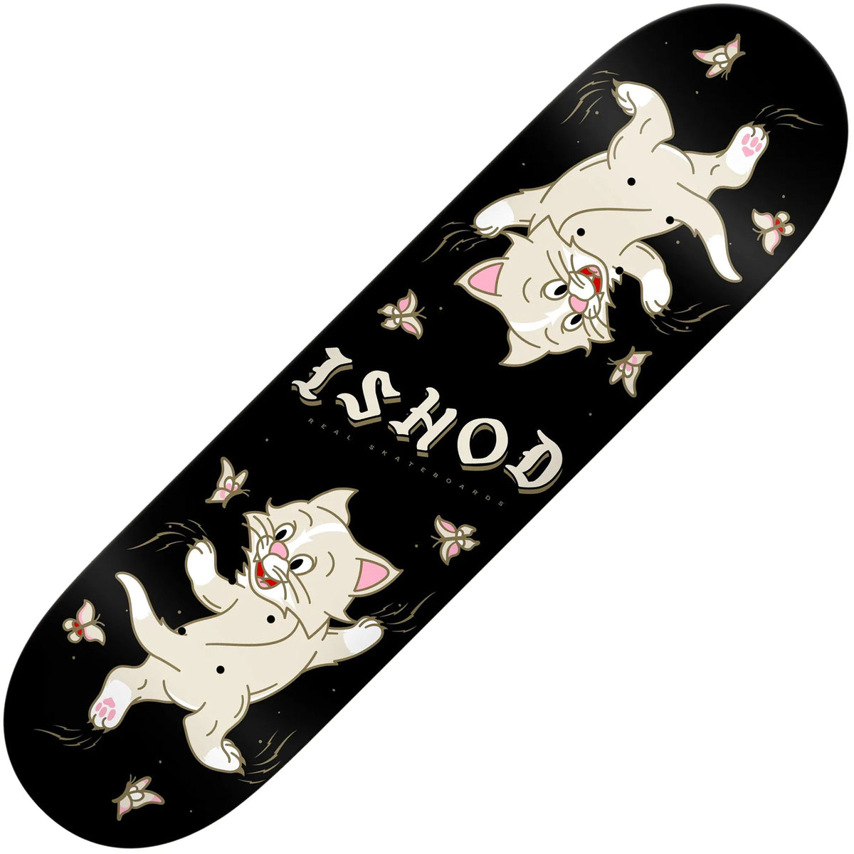 Real Ishod Kitten Scratch Twin Tail Deck (8.5"), black - Tiki Room Skateboards - 1