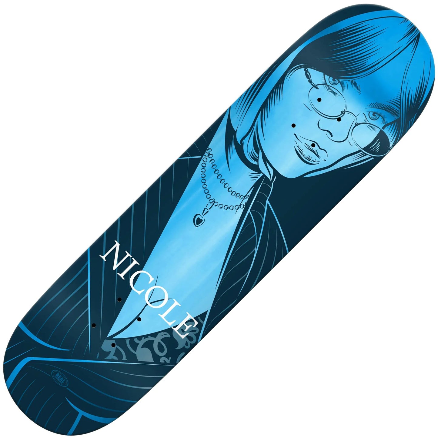 Real Nicole Crush Ltd Twin Nose Deck (8.25"), blue - Tiki Room Skateboards - 1