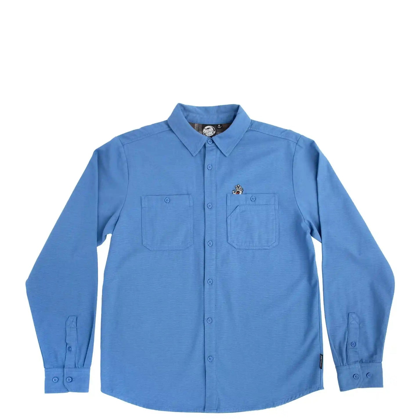 Santa Cruz Screaming Hand Utility Button - Up Shirt, french blue - Tiki Room Skateboards - 1