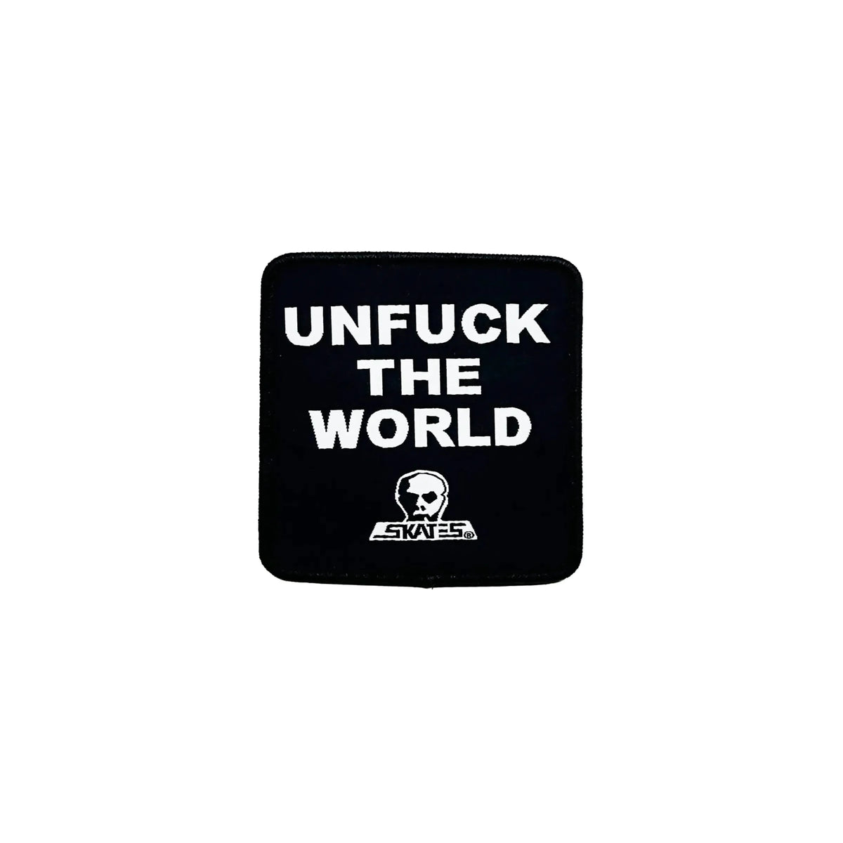 Skull Skates Unfuck The World 3” Patch, black - Tiki Room Skateboards - 1