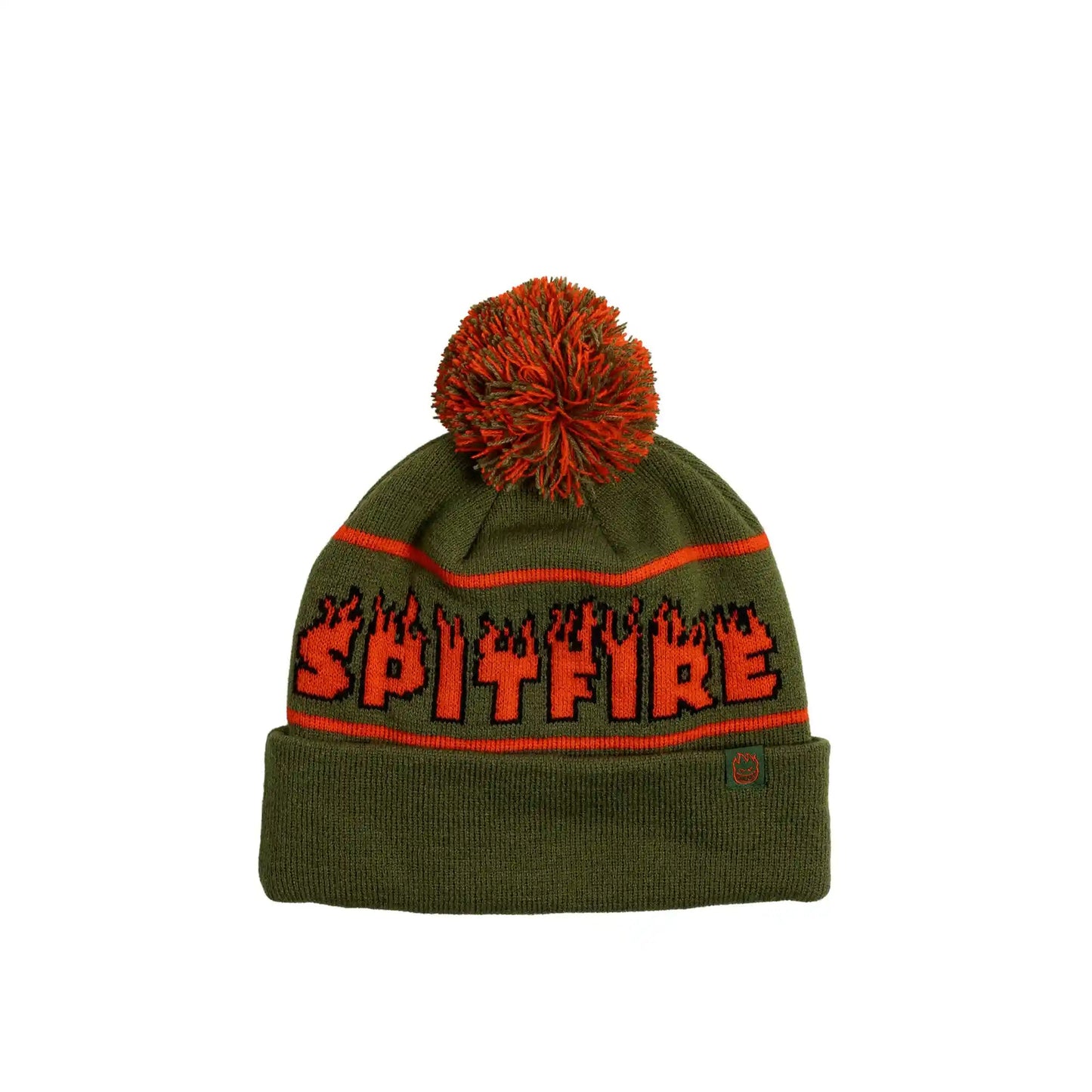 Spitfire Demonseed Script Pom Beanie, olive/red/black - Tiki Room Skateboards - 1