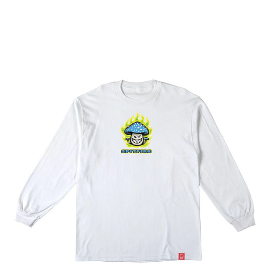 Spitfire Mushroom Bighead Longsleeve Tee, white w/ multi color print - Tiki Room Skateboards - 1