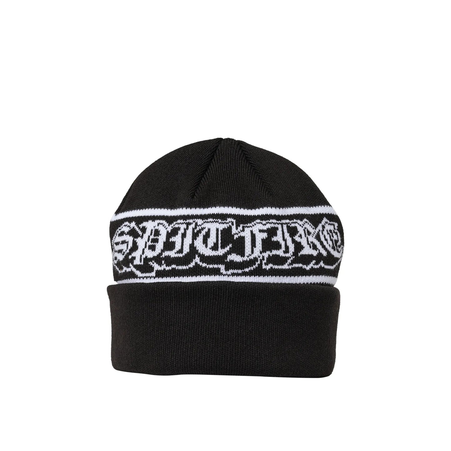 Spitfire Old E Drop Cuff Beanie, black/white - Tiki Room Skateboards - 1