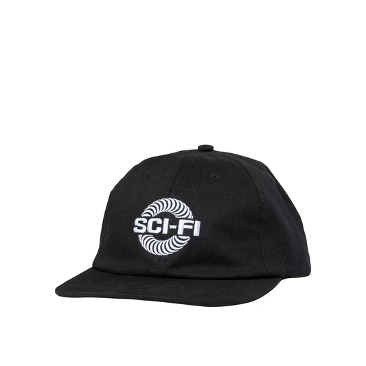 Spitfire Sci-Fi Classic 6 Panel Snapback Hat, black w/ white emb - Tiki Room Skateboards - 1