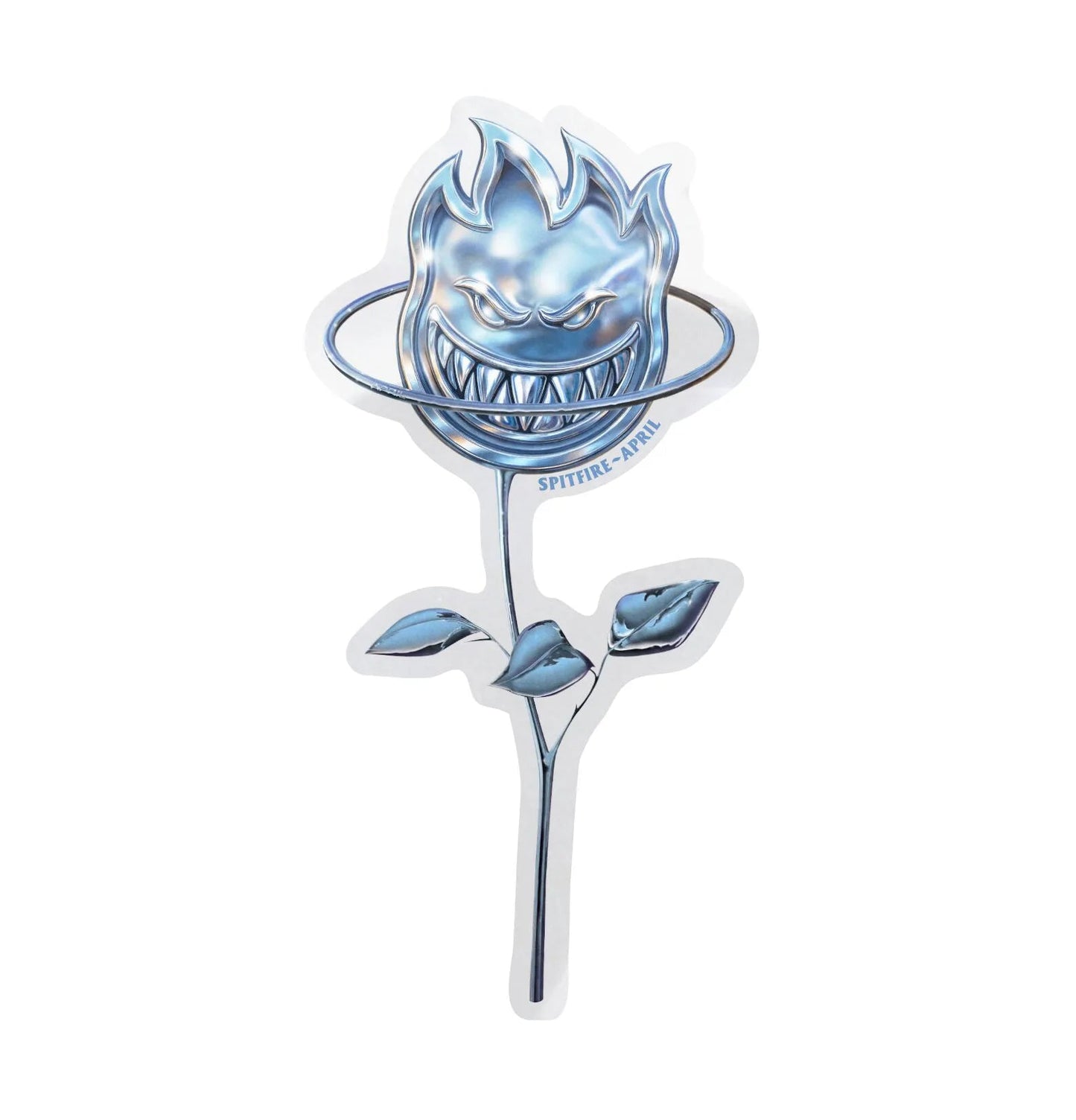 Spitfire X April Bighead Rose Medium Sticker, blue - Tiki Room Skateboards - 1
