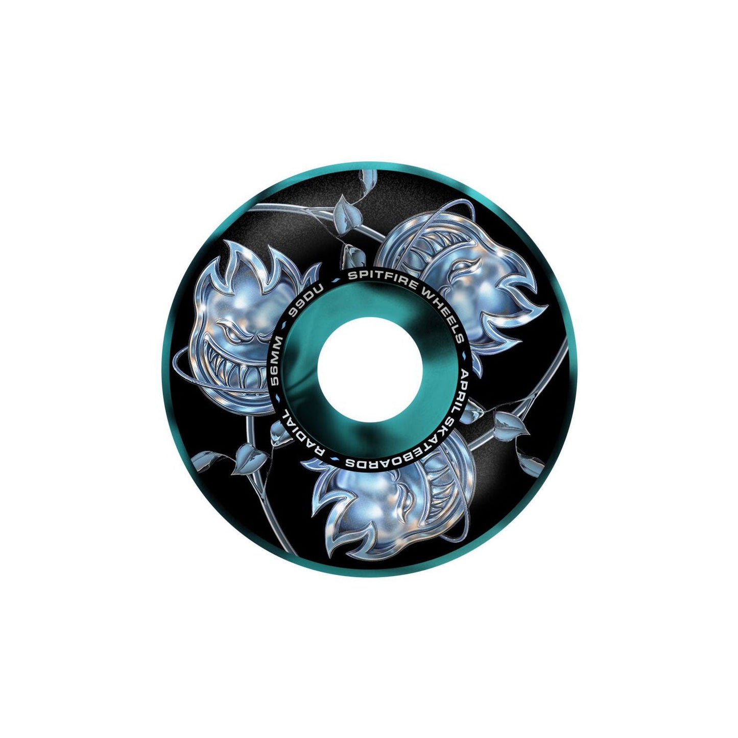 Spitfire X April Bighead Rose Radial F4 99D Wheels, black/blue swirl (56mm) - Tiki Room Skateboards - 1
