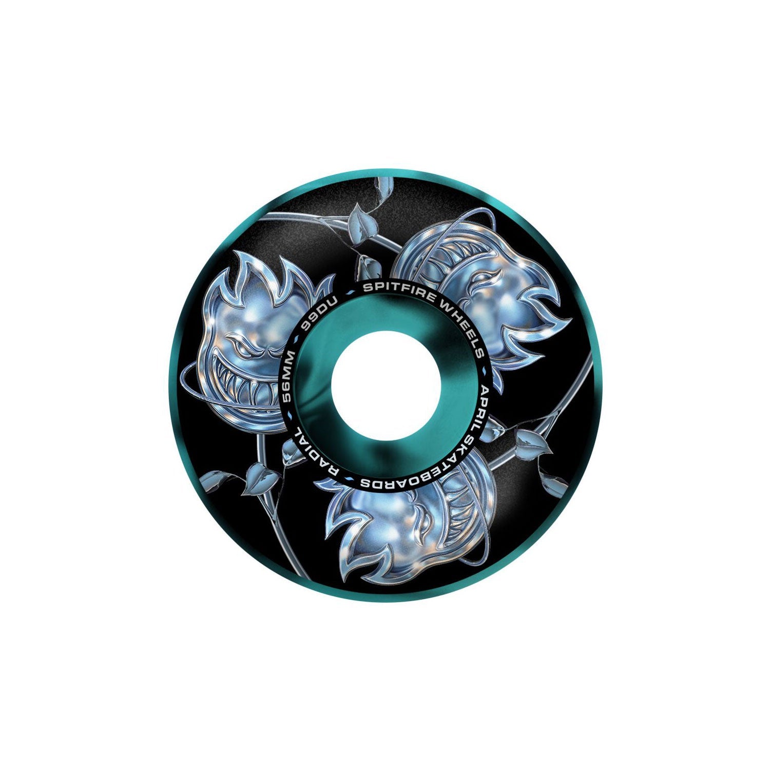Spitfire X April Bighead Rose Radial F4 99D Wheels, black/blue swirl (56mm) - Tiki Room Skateboards - 1