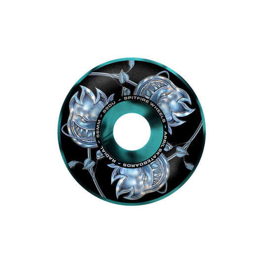 Spitfire X April Bighead Rose Radial F4 99D Wheels, black/blue swirl (56mm) - Tiki Room Skateboards - 1